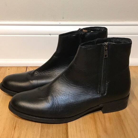 BTU Sz 41 Black Leather Ankle Booties - Picture 1 of 6
